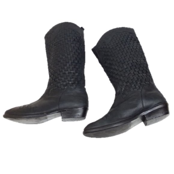 Anthropologie Farylrobin Black Weaved Boots - Picture 4 of 5